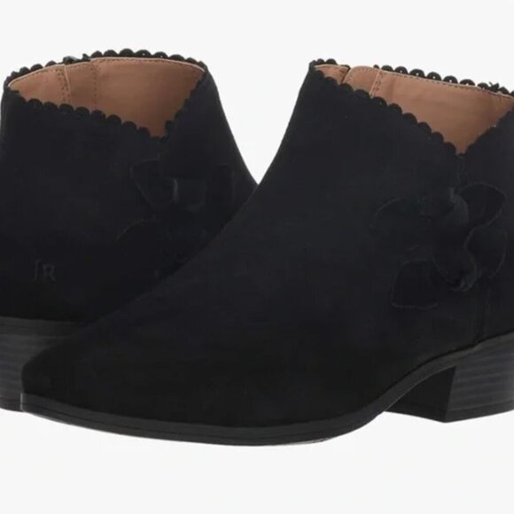 Jack Rogers Shoes - Women's Jack Rogers Kali Suede Ankle Boots with Scalloped Edge & Bow, Size: 6.5